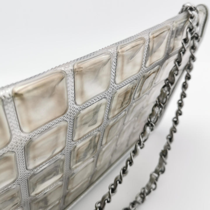 Chanel Ice Cube Flap Chocolate Bar in Silver