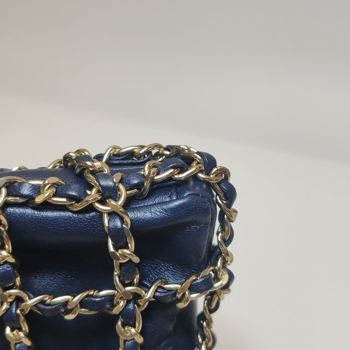 Chanel Shopping Chain Tote Lambskin Black Gold Chain